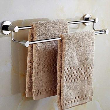 Imagem de Toalheiro simples, toalheiro espesso de dois polos, barra de toalha de aço inoxidável 304, suporte de toalha arrojado resistente à corrosão, acabamento polido para banheiro, cozinha, escritório. Sem