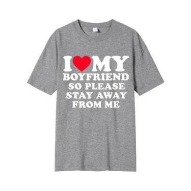 Imagem de Camiseta Unissex Com Estampa 'Eu Amo Meu Namorado(a)' Presente Para Na