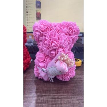 Imagem de Otlonpe Presente de urso rosa de Dia dos Namorados para ela – Presente feminino para Dia das Mães, Natal, aniversário de aniversário – Lindas rosas e flores, presente de urso para namorada, esposa