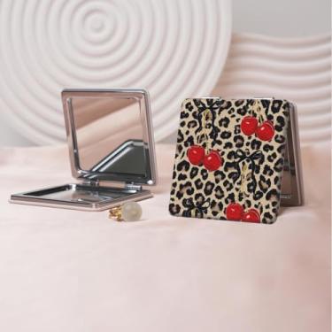 Imagem de Y2K Espelho de maquiagem portátil estilo milenar, mini espelho de maquiagem portátil dobrável, espelho de contorno quadrado compacto de dupla face, adequado para todos em várias ocasiões