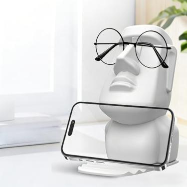 Imagem de Suporte de óculos 3 em 1, suporte de exibição criativo, adequado para desktop, escritório, quarto, 1 pacote (branco)