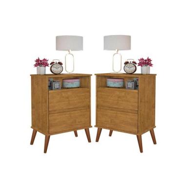 Imagem de Kit Mesa de Cabeceira Onix Mizza Decor - São Miguel, IPE