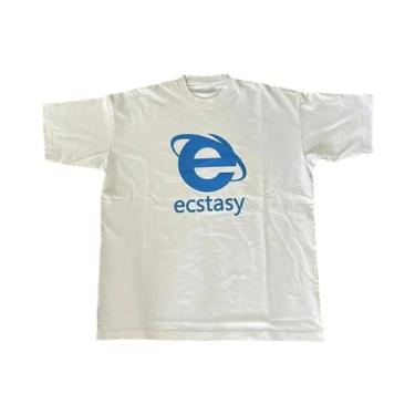 Imagem de Camiseta Unissex Oversized Y2K Em Algodão Puro Com Estampa De Letras, 