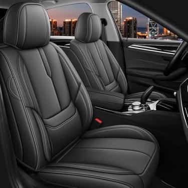 Imagem de Arazi Conjunto completo de capas de assento para Kia Optima 2004-2020, capa de assento de carro de couro napa cobertura total à prova d'água protetores de assento premium (preto, 5 assentos padrão)