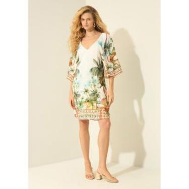 Imagem de Vestido Curto Estampado Com Mangas Amplas E Decote Em V-Feminino