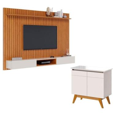 Imagem de Painel Suspenso Loft 2.2 Com Aparador Buffet Classic 2 Portas Nature Off White - Imcal