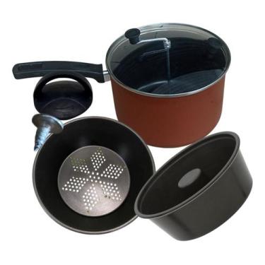 Imagem de Panela Multiuso 7 X1 A Vapor Antiaderente Vermelho  Pipoqueira Formas 