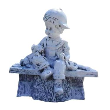 Imagem de Whtkoph Estátua de Jardim em Resina Representando Um Menino E Um Cachorro. Artesanato em Resina Pintado à Mão, Ornamento para Pátio, Gramado Ou Jardim Interno