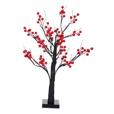 Imagem de Ｂｅｓｇａ Árvore artificial iluminada com frutos vermelhos, luminária noturna LED para decoração do Ano Chinês, ideal para quarto, festa, escritório e sala