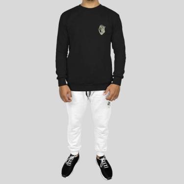 Imagem de Conjunto Calça e Blusa Moletom Careca Sem Capuz Algodão Mão Dollar - M