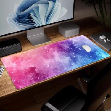 Imagem de Tapete de mesa de couro com céu estrelado, mouse pad de arte colorida grande teclado de computador para jogos, protetor e capa de mesa, protetor e capa decorativa de couro PU para laptop, decoração de