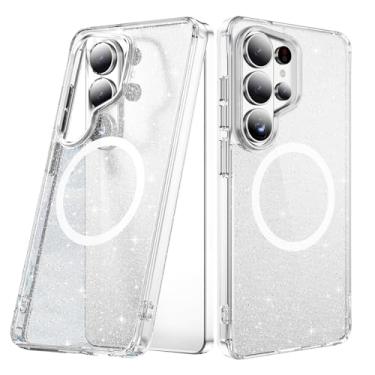 Imagem de COTDINFOR Capa com glitter para Samsung Galaxy S24 Ultra, compatível com Magsafe Cute Sparkly para mulheres e meninas, capa protetora de TPU transparente à prova de choque para Samsung Galaxy S24