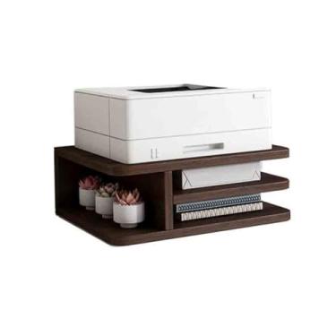 Imagem de Mesa de escritório pequena para impressora de escritório com elevação de prateleira de escritório pode colocar papel A4 multicamadas para impressora (marrom)
