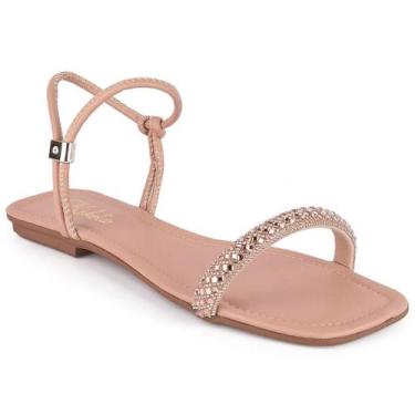 Imagem de Sandália Rasteira Feminina Com Tira Grossa de Strass Super Confortável