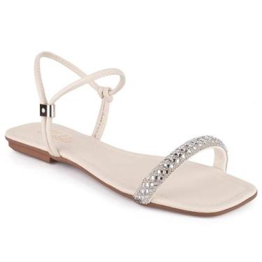 Imagem de Sandália Rasteira Feminina Com Tira Grossa de Strass Super Confortável