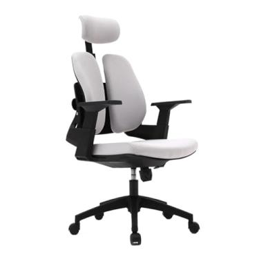 Imagem de Cadeira de escritório clássica de tecido ergonômico no meio das costas, cadeira de escritório com encosto alto, cadeira de mesa com apoio de braço ajustável, suporte lombar, encosto de cabeça cadeira