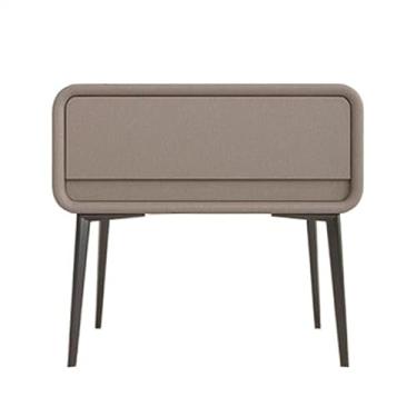 Imagem de Mesa de cabeceira moderna de madeira minimalista moderna de perna alta minimalista pequena gaveta única armário de armazenamento de móveis prático (cáqui, grande)