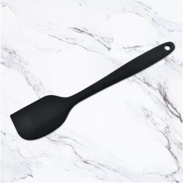 Imagem de Espátula de silicone para cozinhar resistente ao calor, pequena espátula de cozinha de 21 cm de silicone, espátula de borracha flexível para assar (preto)
