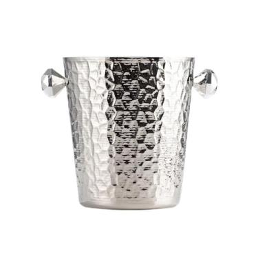 Imagem de Balde de gelo martelado de aço inoxidável balde de gelo para festa em casa balde de vinho de gelo balde de champanhe balde de gelo decoração balde recipiente de gelo (prata)