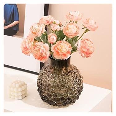 Imagem de Vaso de vidro com bolhas de barriga grande estilo criativo moderno decoração sala de estar arranjo de flores rede hidropônica flores luz vermelha centros de centro de luxo (pequeno)