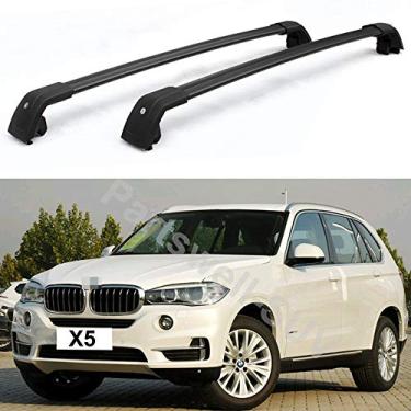 Imagem de YiXi-Partswell 2 peças de rack de teto travável barras transversais bagageiro alumínio adequado para BMW X5 F15 2014-2018- preto
