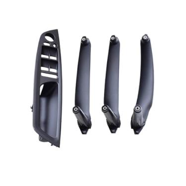 Imagem de Bege preto braço do carro assento do motorista dianteiro lhd rhd interior maçaneta da porta painel interno puxar guarnição capa Compatível com bmw e70 e71 x5 x6(RHD Black 4Pcs)