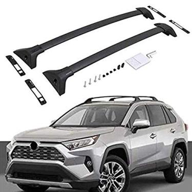 Imagem de YiXi-Partswell 2 peças de rack de teto barras transversais bagageiro adequado para Toyota RAV4 Excet Adventure 2019 2020 - Preto