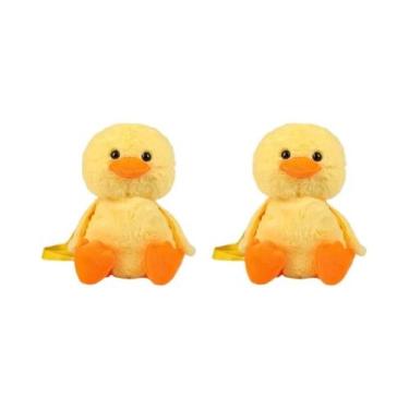 Imagem de Mochila De Pelúcia Pato Amarelo 33cm Kawaii Bichinho De Pelúcia Macio 