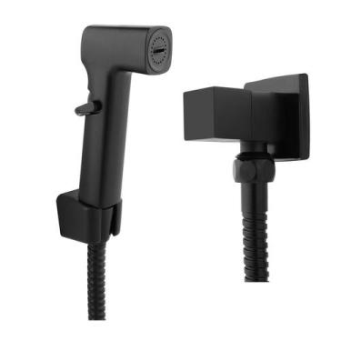 Imagem de Ducha Higiênica Abs Black Matte Com Registro Quadrado Metal - Broz Sto