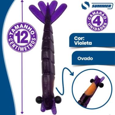 Imagem de Kit Com 4 Camarão Artificial para Pesca Várias Cores 12cm - Summer, Vi