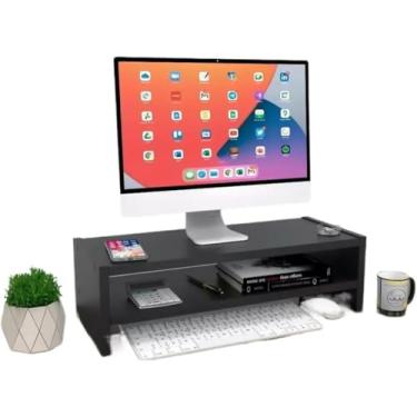 Imagem de Suporte para monitor de 52 cm, ideal para escritório em casa, mesa de jogos e suporte para TV/notebook. (Preto, Simples)