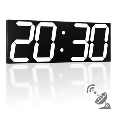 Imagem de CHKOSDA Relógio de parede digital automático de 45 cm, relógio digital de LED com tela grande, relógio de parede multifuncional com alarme e temporizador, relógio de sincronização automática de tempo