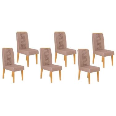 Imagem de Cadeira De Cozinha Lia Kit 6 Un Cedro Suede Kraft