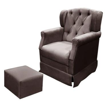 Imagem de Poltrona Cadeira De Amamentação Balanço E Puff Ternura Suede Star Confort Café