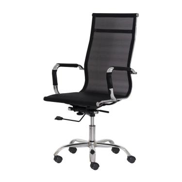 Imagem de Cadeira Escritório Presidente Preta Base Giratória Cromada