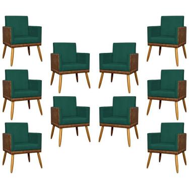 Imagem de Kit 10 Poltrona Para Recepção Lis Corino E Suede Cores - Verde, Suede/corino