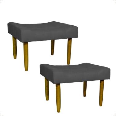 Imagem de Kit 2 Puff Decorativo Confortável Retangular Para Sala Recepção Quarto Requinte Suede Cores Pé Palito