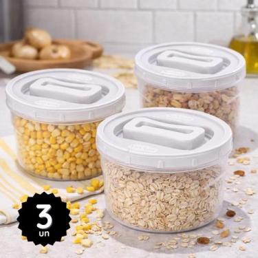 Imagem de Kit 3 Potes Marmita 1,4 Litros Porta Mantimentos Tampa Rosca Organizad