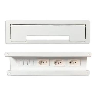 Imagem de Caixa de Tomada Retrátil Embutir 3 Tomadas 10A em Aço Inox Cozinha e E