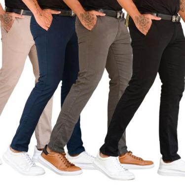 Imagem de Calça Social Masculina Sarja Bolso Embutido Slim Skinny - Mitchelgutto