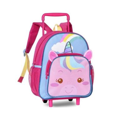 Imagem de Mochila Carrinho Escolar Unicórnios Bolsa Infantil Meninas - Clio Styl