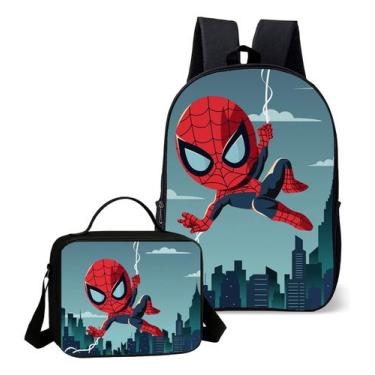 Imagem de Kit Mochila E Lancheira Termica Escolar Tema Heroi Aranha Lançamento -