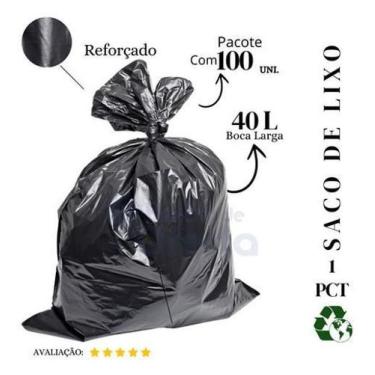 Imagem de Saco De Lixo 40 Litros Reforçado Preto - 100 Unidades - Higipack