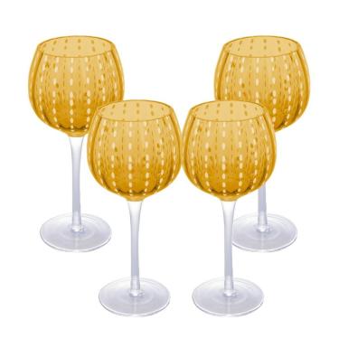 Imagem de Jogo 4 Taças Para Vinho De Vidro Orquídea âmbar 450ml Wolff