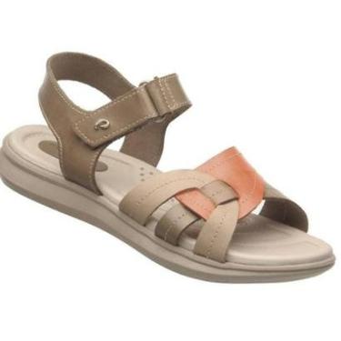 Imagem de Sandalia Pegada Feminina em Couro Salto Baixo Rasteira-Feminino