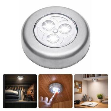 Imagem de Mini Luminária Auxiliar Noturna Cromado Adesiva LED Branco Frio Spot D