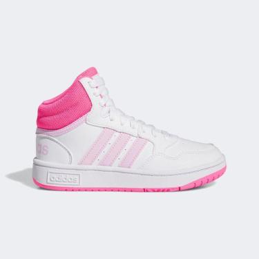 Imagem de Tênis Juvenil Adidas Hoops Mid 3.0, Branco, Rosa, 28