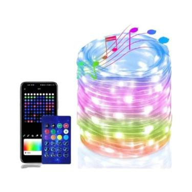 Imagem de Luzes De Cordão LED RGB 20m 10m 5m WS2812B Com Controle Remoto Bluetoo
