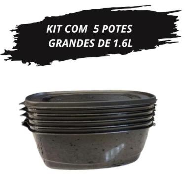 Imagem de Kit 5 Potes Grandes de 1600 ML Premium Free BPA Frezeer e Micro-Ondas 