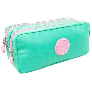 Imagem de Estojo Escolar Duplo Casual Juvenil Crinkle Yins YS27295 Cor:Verde, Ve